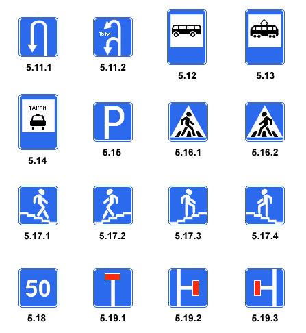 Информационно указательные знаки дорожного движения картинки с пояснениями