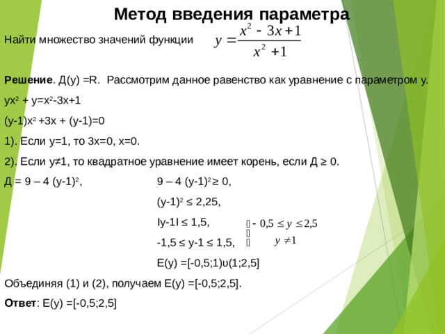 Найти множество значений функции x 2