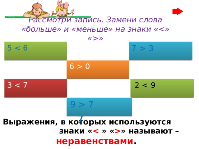 2 меньше а 1 меньше 7. К меньше 0. 9 Больше 3. 7 Больше 6. Знаки больше меньше 9 класс.