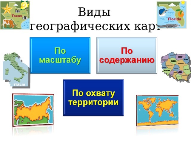 Виды  географических карт 