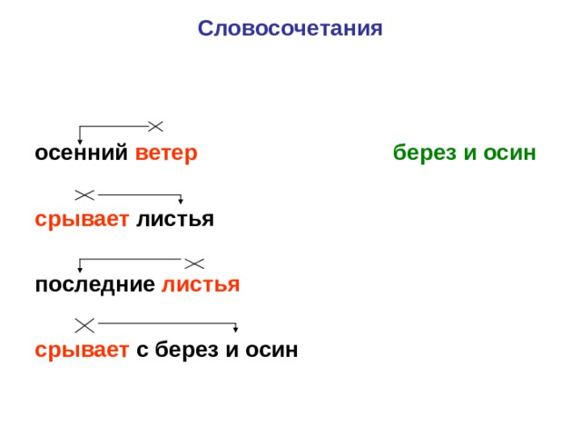 Последнее словосочетание. Словосочетания про осень. Словосочетания с осенью. Словосочетание листы. Березы словосочетание.