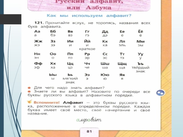 Алфавит или азбука 1 класс презентация