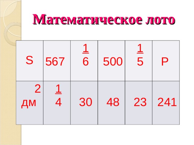 Математическое лото презентация