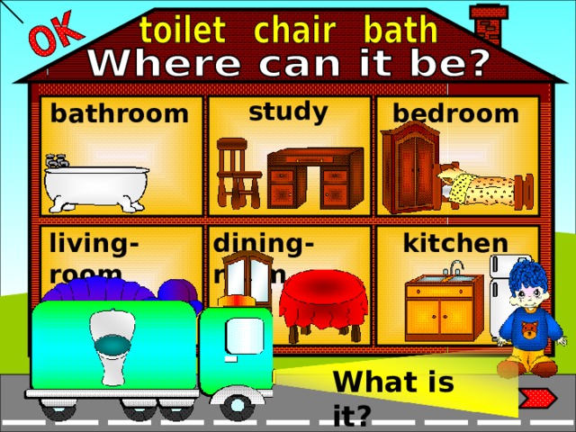study bedroom bathroom dining-room kitchen living-room What is it?