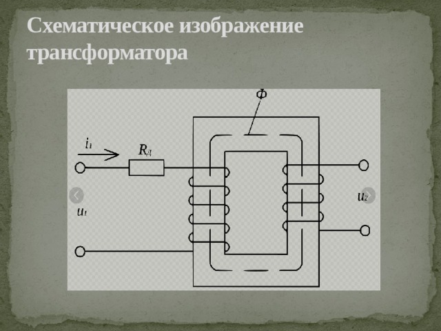 Схематическое изображение трансформатора 