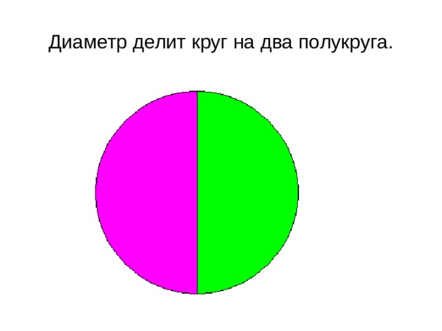 Диаметр делит круг на два полукруга. 