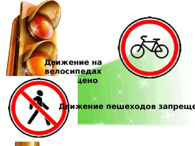 Движение на велосипедах запрещено Движение пешеходов запрещено 