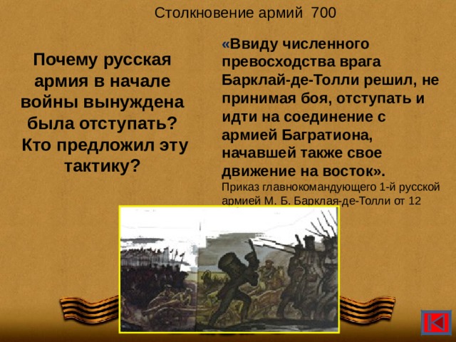 План барклая де толли в начале отечественной войны 1812