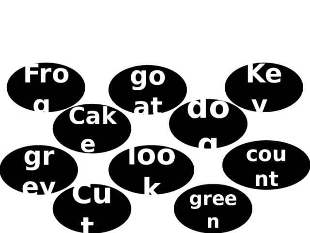 Key Frog goat dog Cake count grey look green Cut 