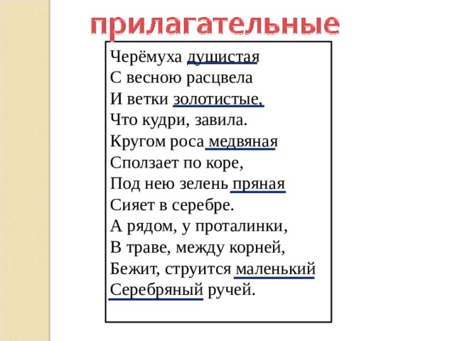 Слова душистый план