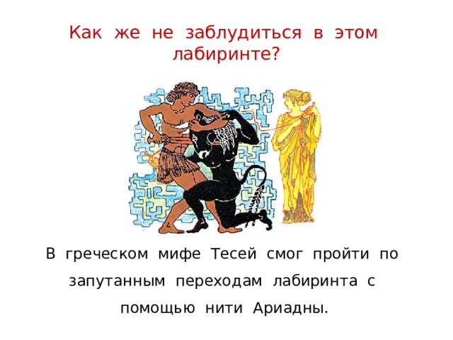 Как же не заблудиться в этом лабиринте? В греческом мифе Тесей смог пройти по запутанным переходам лабиринта с помощью нити Ариадны. 