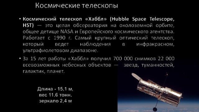 История космических телескопов презентация