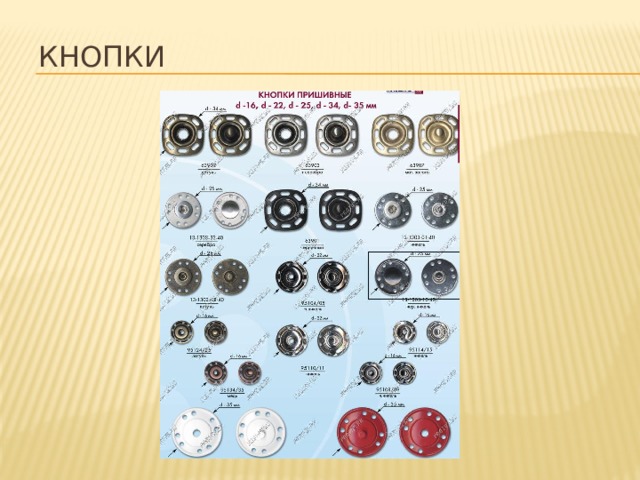 Таблица пуговиц