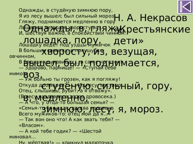 Однажды в студеную зимнюю пору текст