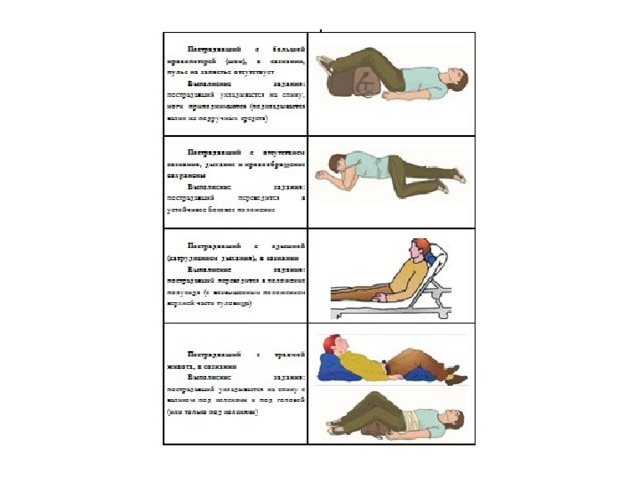 Положение пострадавшего без сознания