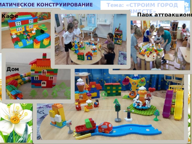 Тема: «СТРОИМ ГОРОД ВМЕСТЕ» ТЕМАТИЧЕСКОЕ Конструирование Парк аттракционов Кафе Дом 