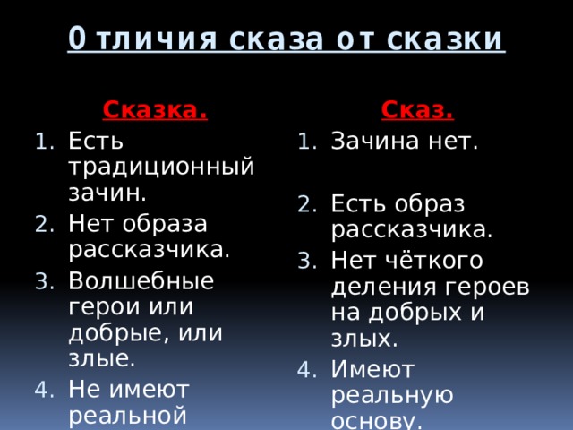 Различие сказки