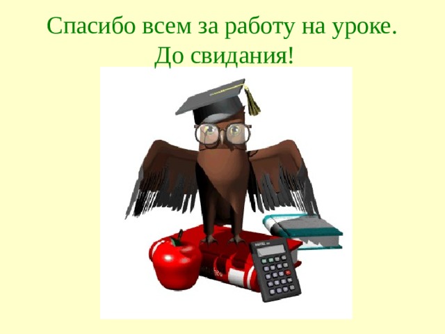 Спасибо всем за работу на уроке.  До свидания! 