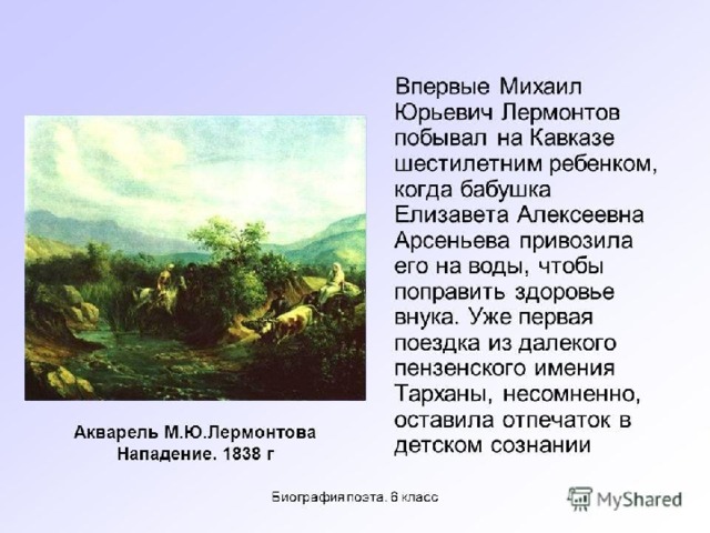 Лермонтов презентация 6 класс по литературе