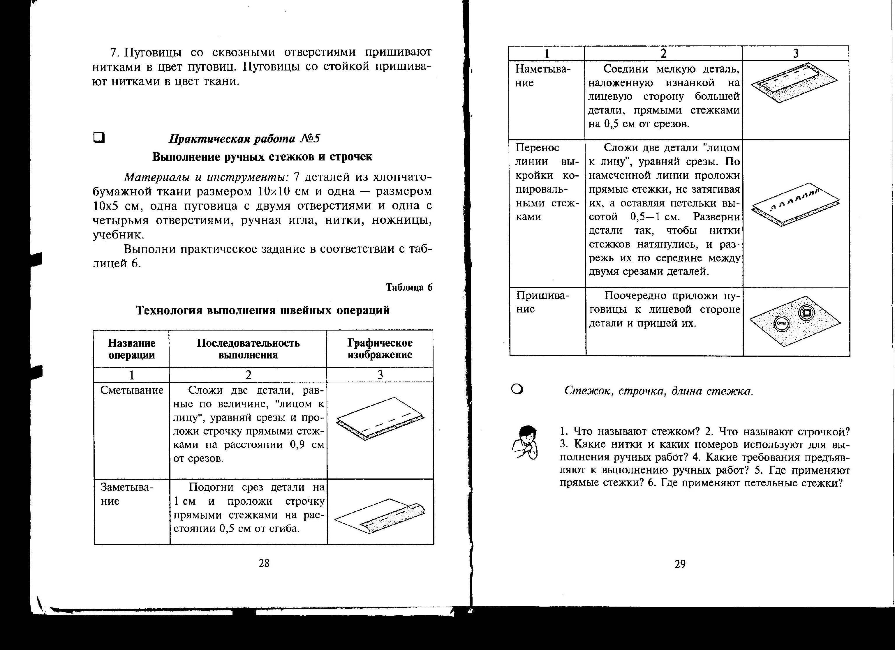 Практическая работа изготовление образцов ручных швов 6 класс