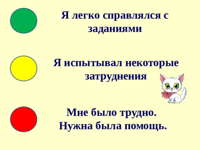 Я легко справлялся с заданиями Я испытывал некоторые затруднения Мне было трудно.  Нужна была помощь. 
