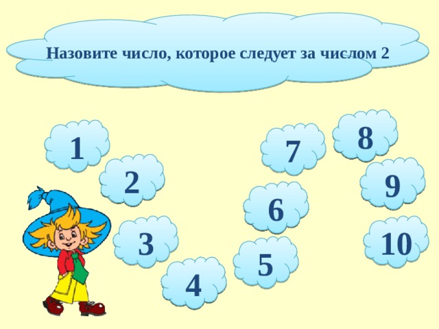 Назовите число, которое следует за числом 2 8 1 7 2 9 6 10 3 5 4  