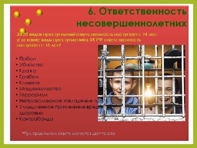 Виды ответственности несовершеннолетних презентация