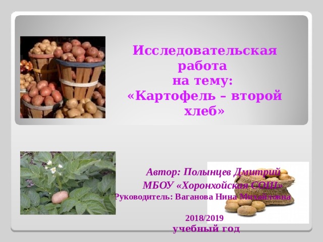 Проект на тему картофель 4 класс