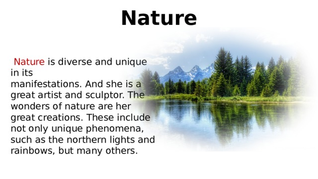 Nature на английском