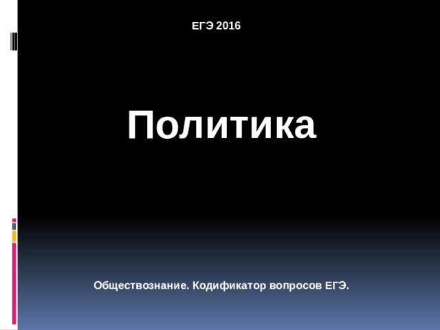 ЕГЭ 2016 Политика Обществознание. Кодификатор вопросов ЕГЭ. 