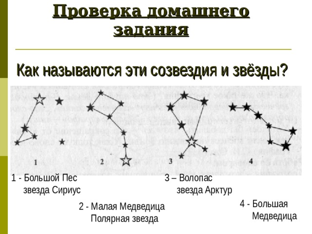 Схема созвездия большая медведица самая яркая звезда