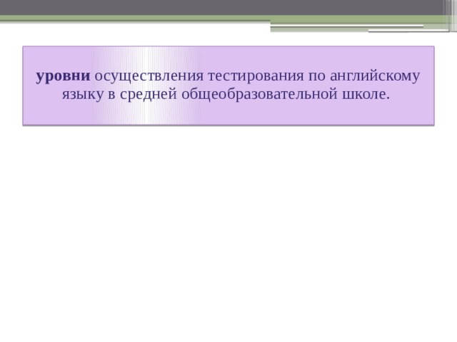  уровни осуществления тестирования по английскому языку в средней общеобразовательной школе.   9 11 11 