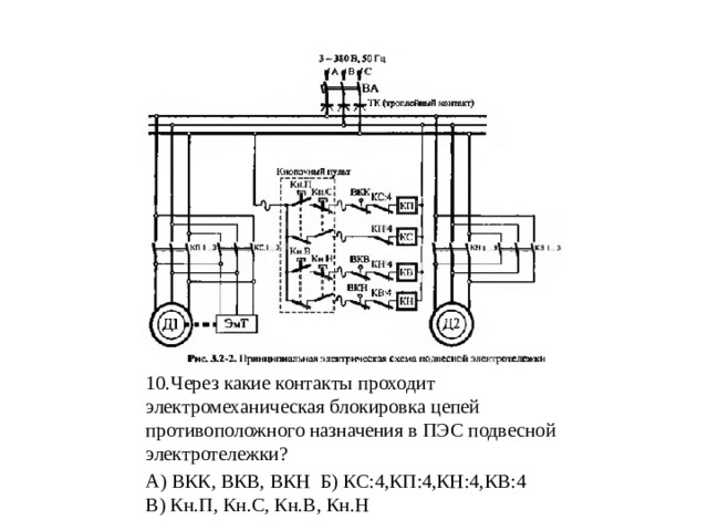 Аппаратом защиты схемы подвесной электротележки является