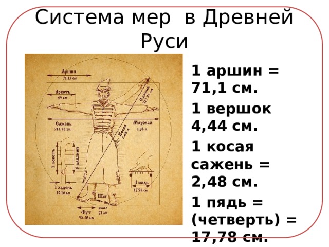 Километр ярд дюйм аршин сажень пядь миля