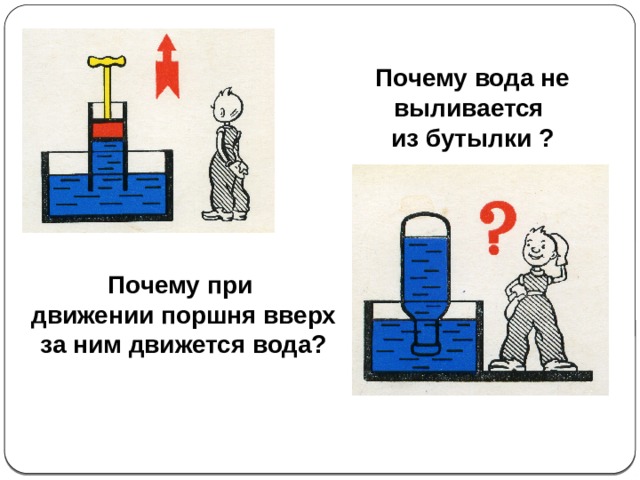 Почему вода вытекает из отверстий. Почему вода не выливается из бутылки. Почему двигается вода. Почему при движение поршня двидится вода. Почему вода не выливается из перевернутой бутылки.