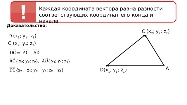 Координаты равных векторов соответственно равны