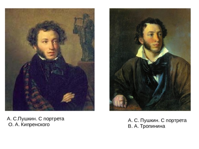 А. С.Пушкин. С портрета  О. А. Кипренского А. С. Пушкин. С портрета В. А. Тропинина