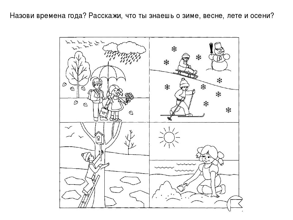 Подпиши какому времени года относится каждый рисунок