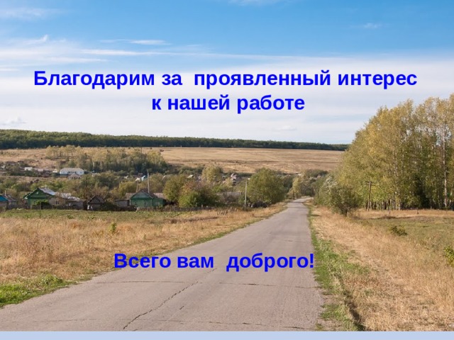 Благодарим за проявленный интерес  к нашей работе Всего вам доброго! 