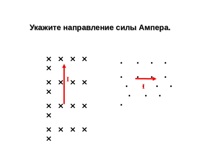 Показать направление силы ампера на рисунке