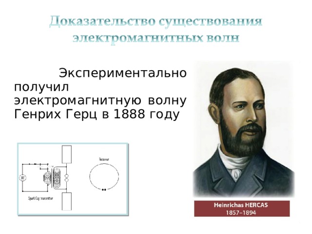  Экспериментально получил электромагнитную волну Генрих Герц в 1888 году 