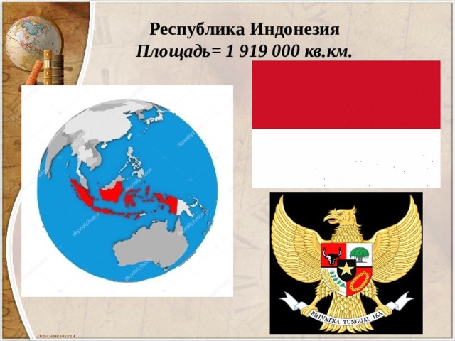 Республика Индонезия  Площадь= 1 919 000 кв.км.   