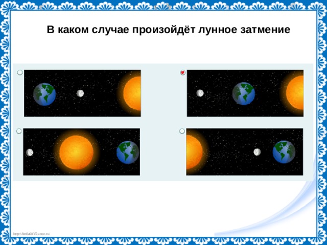 В каком случае произойдёт лунное затмение 