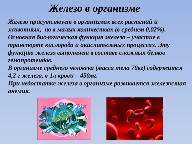 Биологическая роль переходных металлов презентация