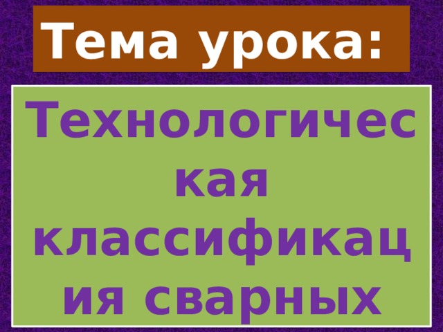 Тема урока: Технологическая классификация сварных конструкций 