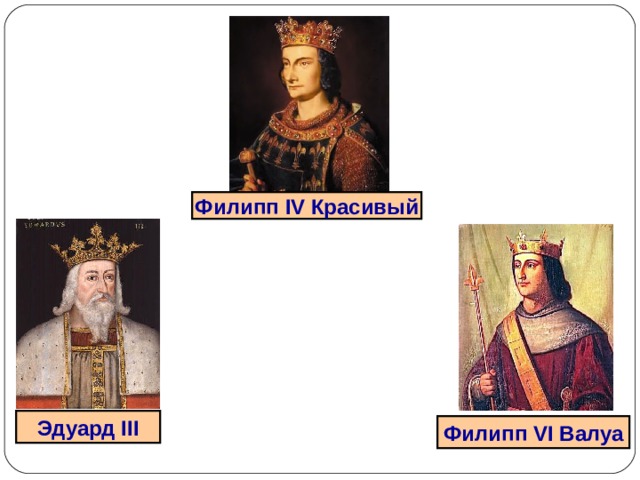 Филипп IV Красивый Эдуард III Филипп VI Валуа