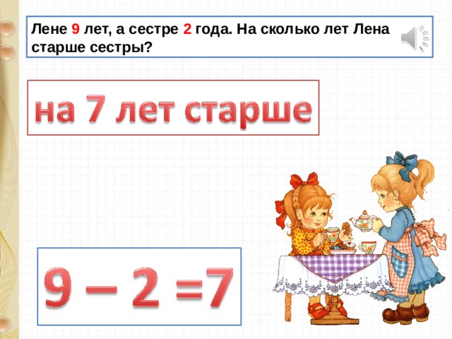 Коле 9 лет а его сестре на 2 года моложе сколько лет колиной сестре