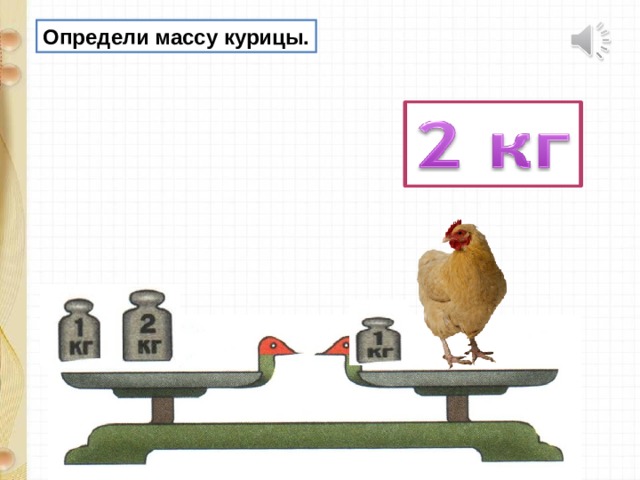 Определи массу курицы. 