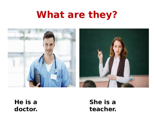 What are they? He is a doctor. She is a teacher. 