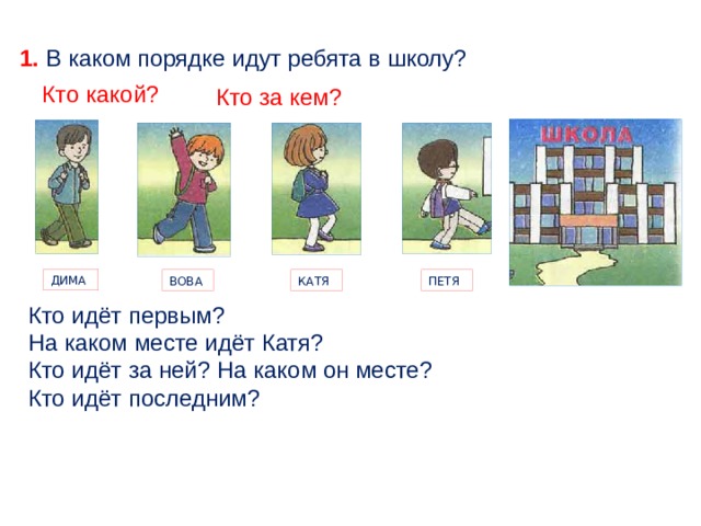 В каком месте идет. Петя и Катя. «Катя идет в гости» тема недели. Кто за кем. Катя и Петя мультик.